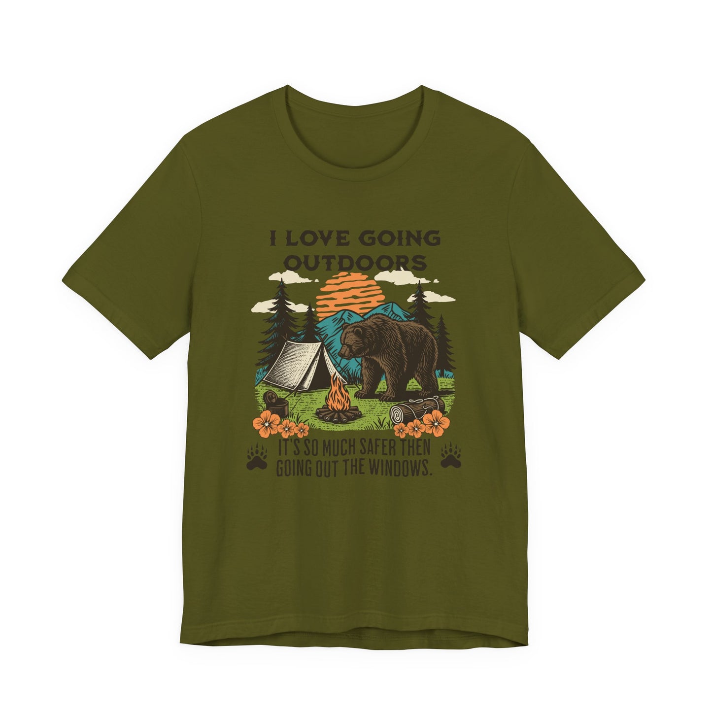 Outdoor Adventure Tee, I Love Going Outdoors Shirt, Camping T-Shirt, Nature Lover Gift, Unisex Outdoor Apparel, Bear Graphic Tee