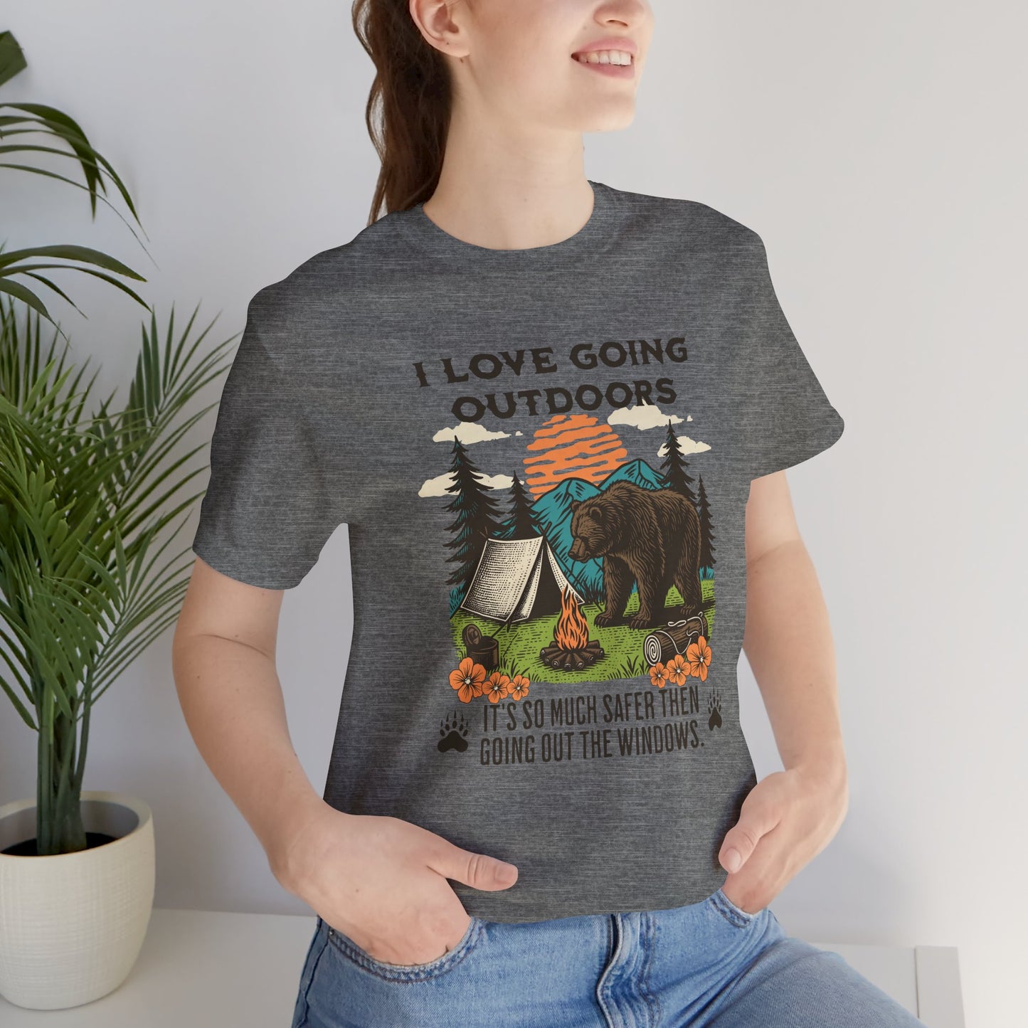 Outdoor Adventure Tee, I Love Going Outdoors Shirt, Camping T-Shirt, Nature Lover Gift, Unisex Outdoor Apparel, Bear Graphic Tee