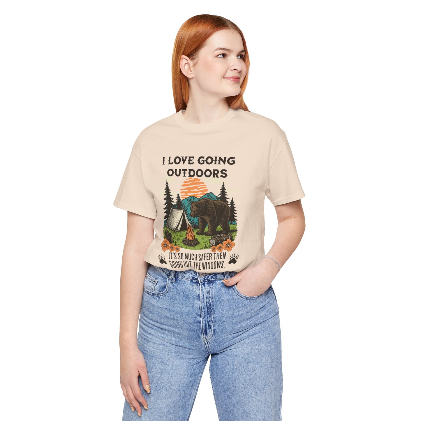 Outdoor Adventure Tee, I Love Going Outdoors Shirt, Camping T-Shirt, Nature Lover Gift, Unisex Outdoor Apparel, Bear Graphic Tee
