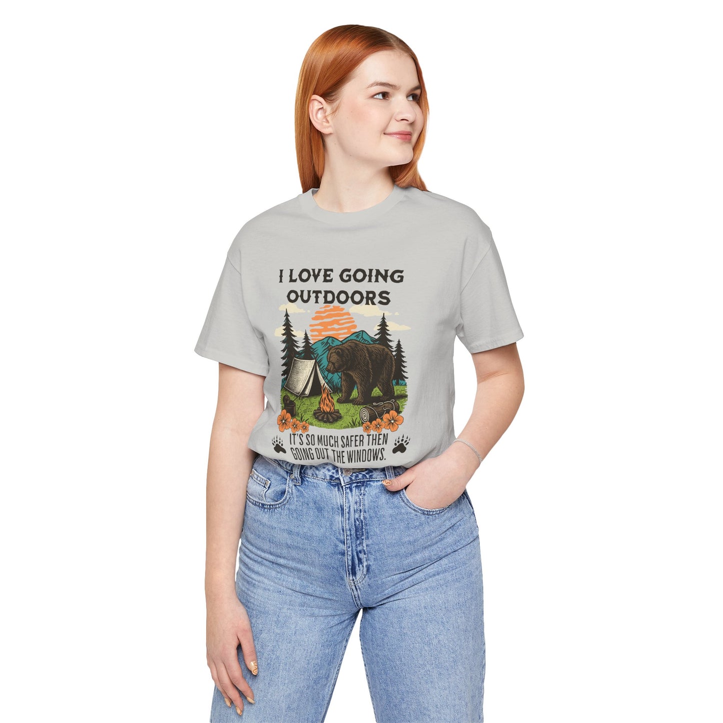Outdoor Adventure Tee, I Love Going Outdoors Shirt, Camping T-Shirt, Nature Lover Gift, Unisex Outdoor Apparel, Bear Graphic Tee