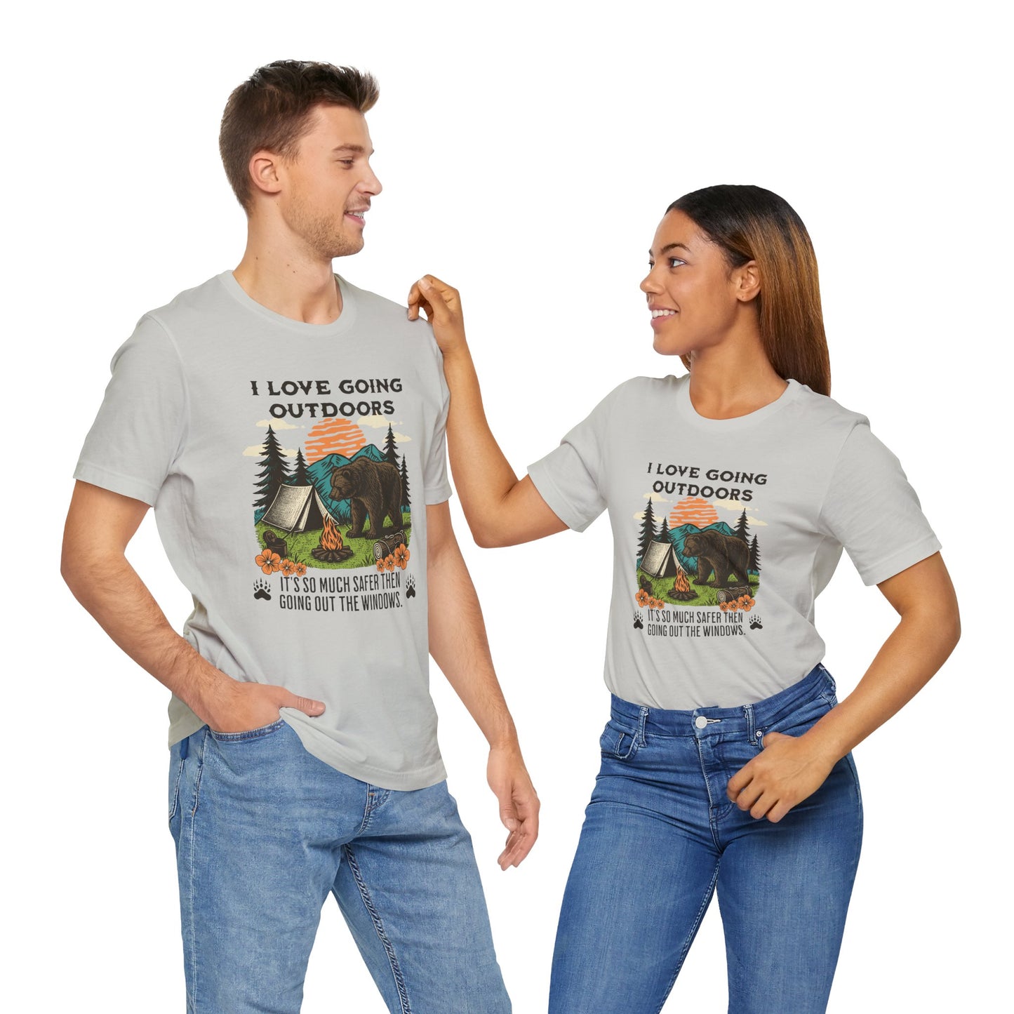 Outdoor Adventure Tee, I Love Going Outdoors Shirt, Camping T-Shirt, Nature Lover Gift, Unisex Outdoor Apparel, Bear Graphic Tee