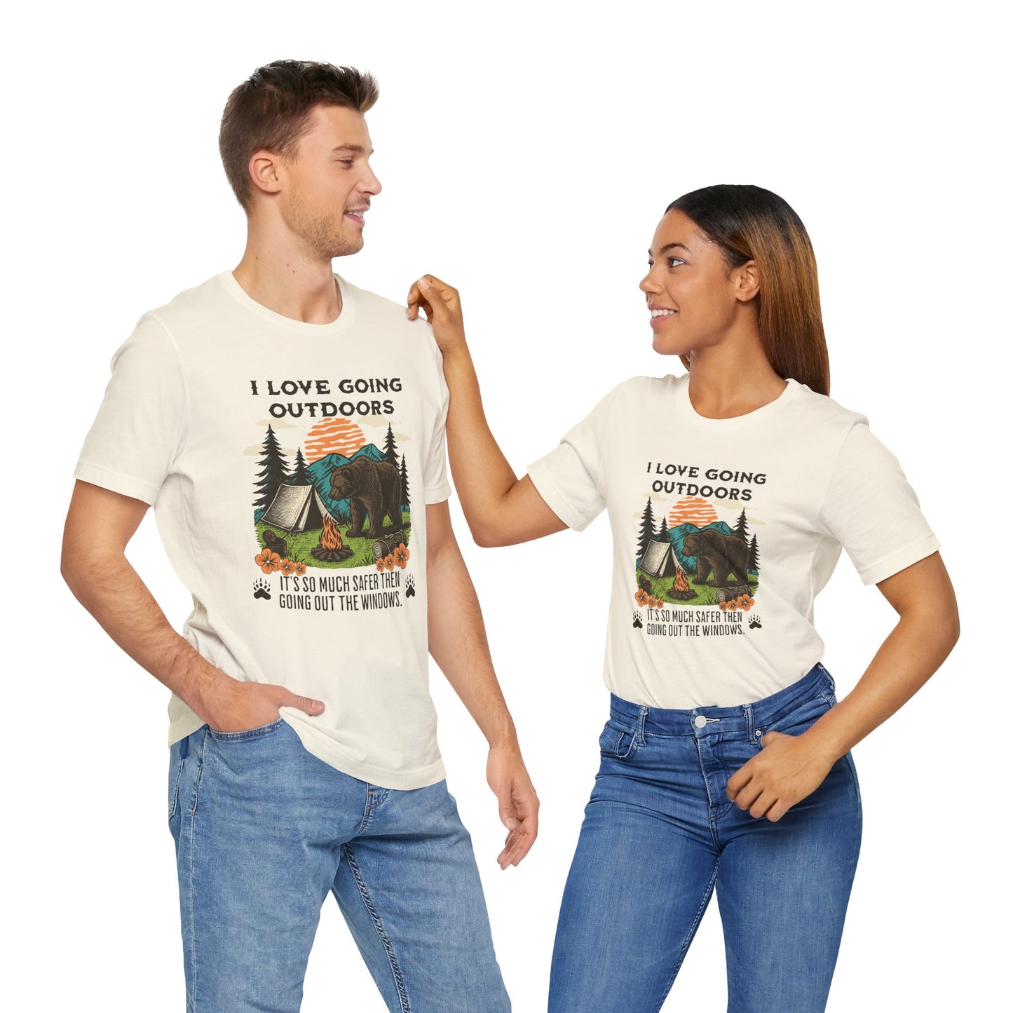 Outdoor Adventure Tee, I Love Going Outdoors Shirt, Camping T-Shirt, Nature Lover Gift, Unisex Outdoor Apparel, Bear Graphic Tee