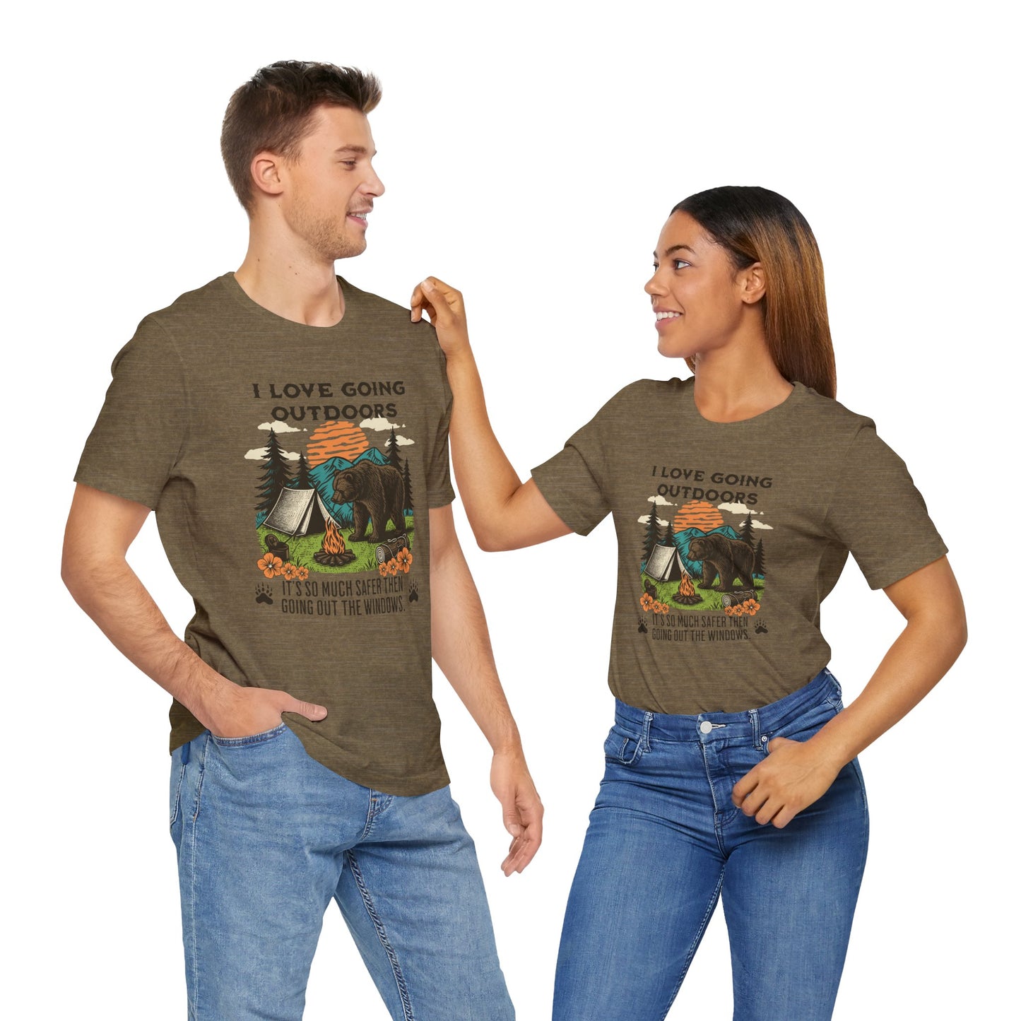 Outdoor Adventure Tee, I Love Going Outdoors Shirt, Camping T-Shirt, Nature Lover Gift, Unisex Outdoor Apparel, Bear Graphic Tee