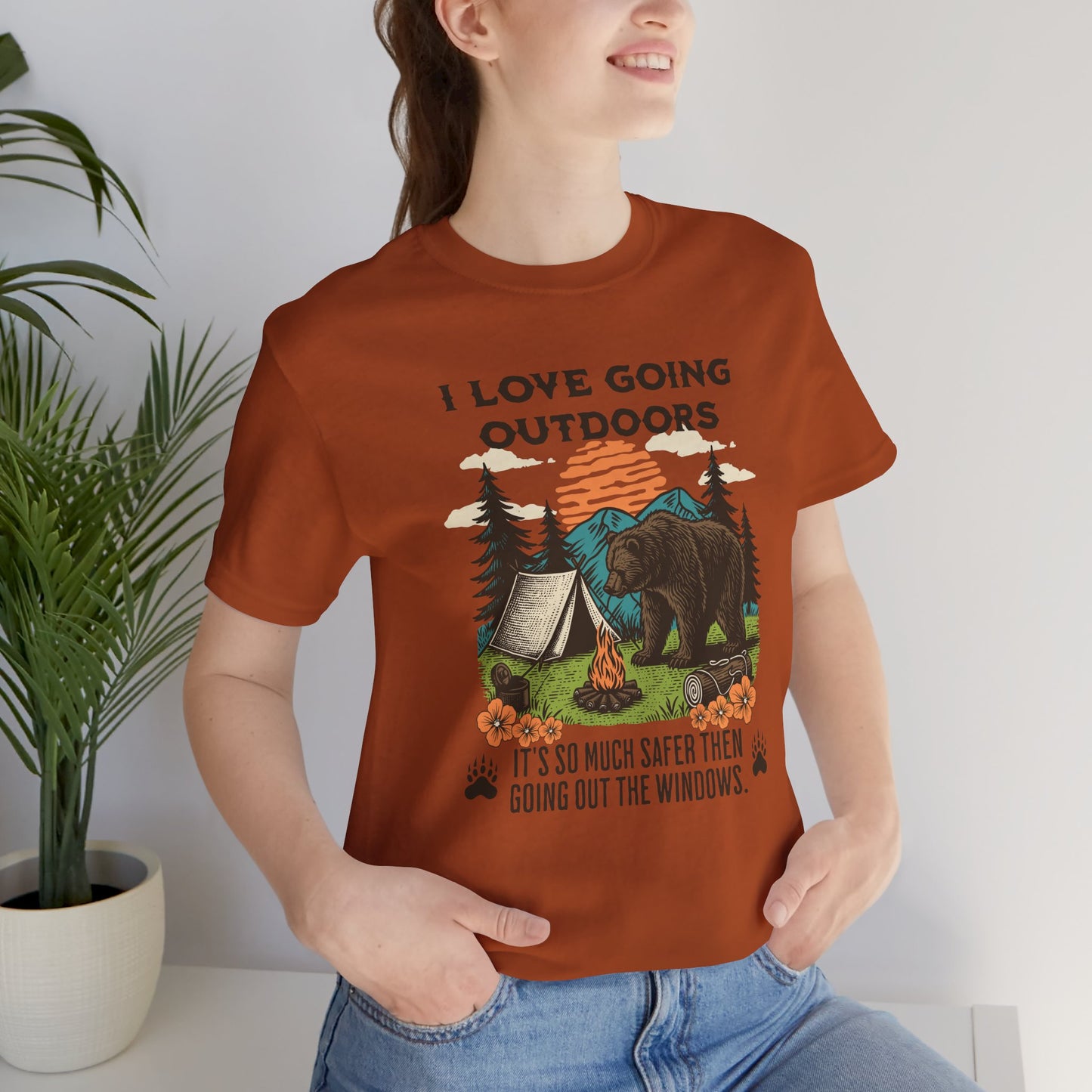 Outdoor Adventure Tee, I Love Going Outdoors Shirt, Camping T-Shirt, Nature Lover Gift, Unisex Outdoor Apparel, Bear Graphic Tee