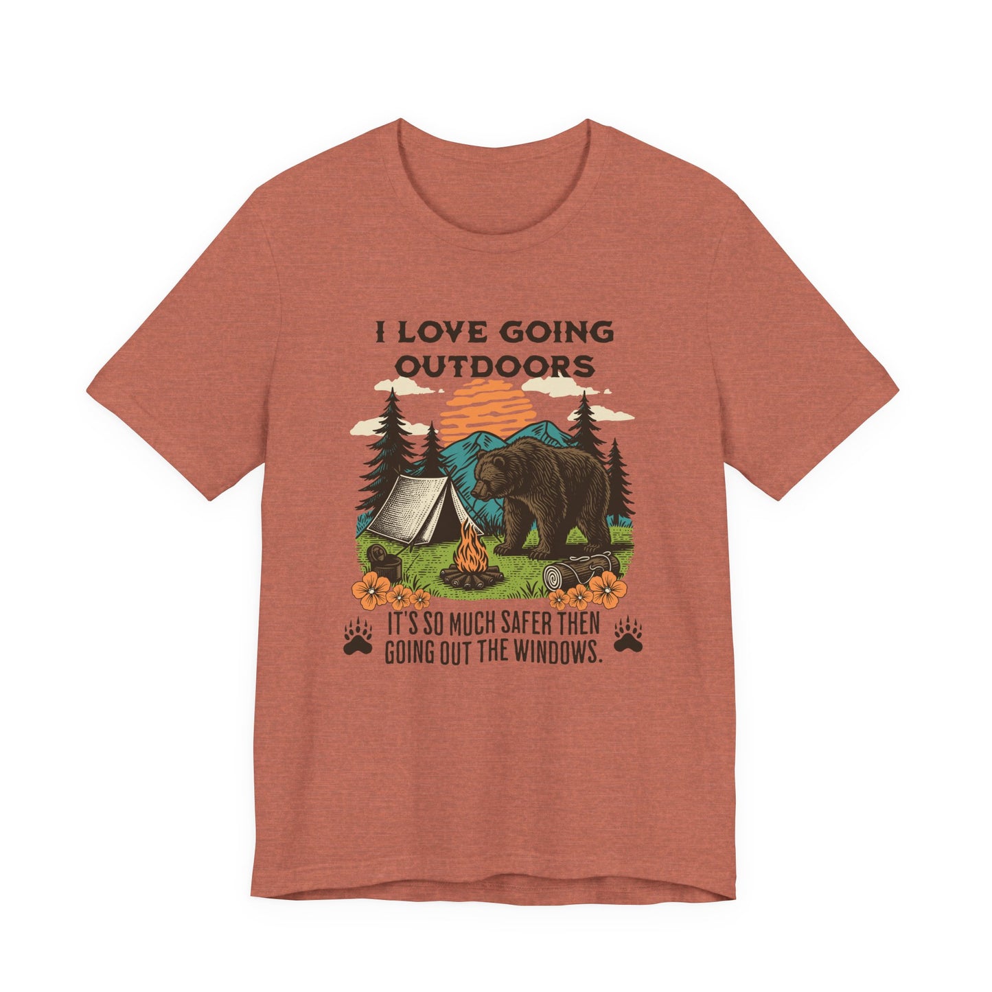 Outdoor Adventure Tee, I Love Going Outdoors Shirt, Camping T-Shirt, Nature Lover Gift, Unisex Outdoor Apparel, Bear Graphic Tee