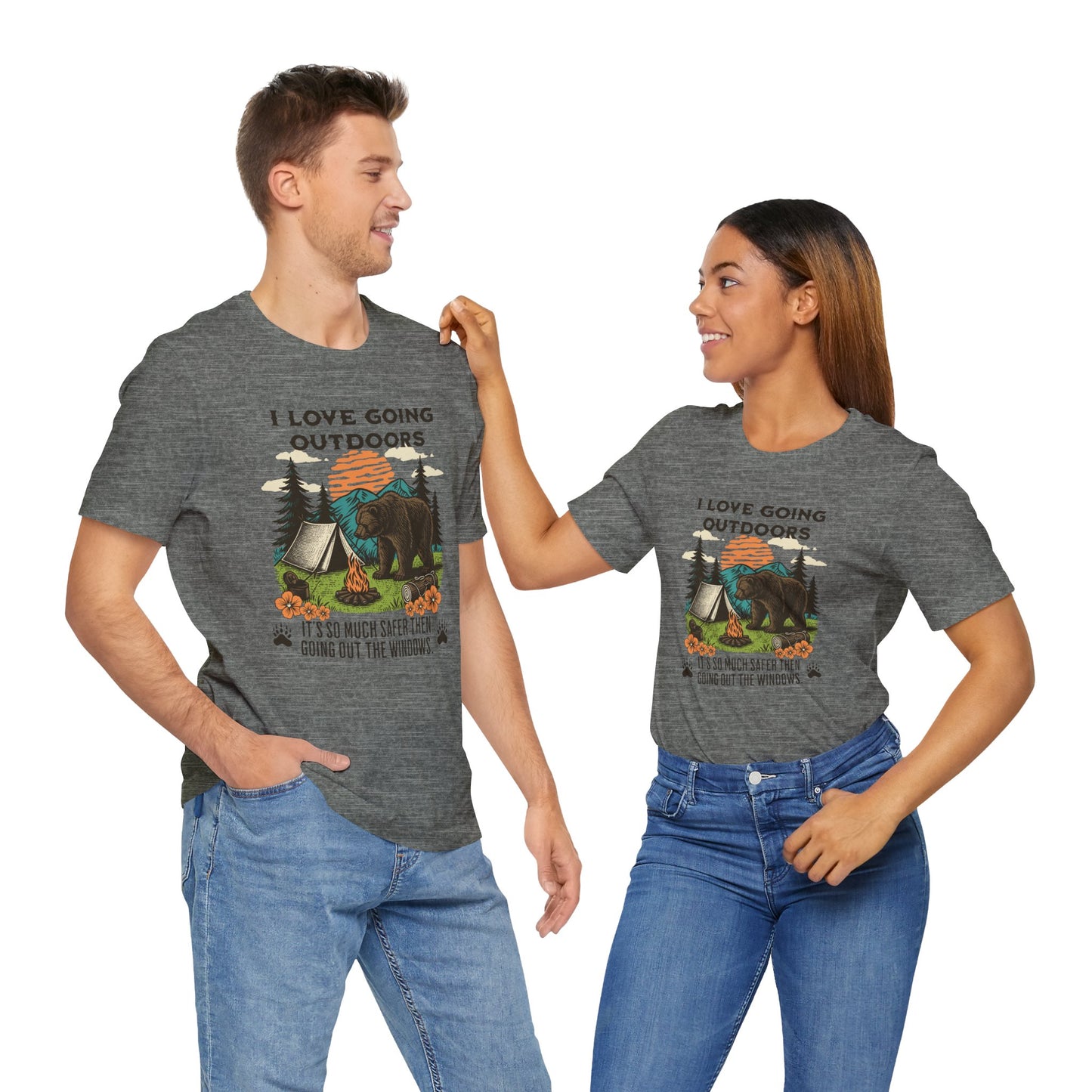 Outdoor Adventure Tee, I Love Going Outdoors Shirt, Camping T-Shirt, Nature Lover Gift, Unisex Outdoor Apparel, Bear Graphic Tee