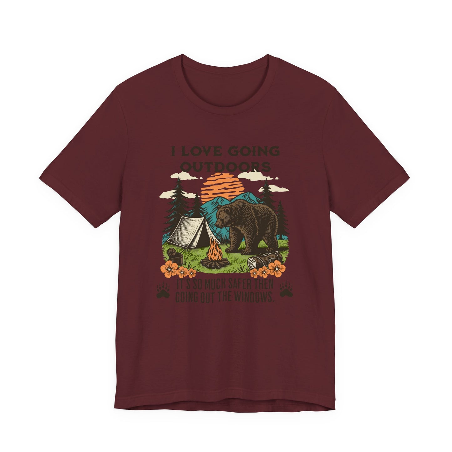 Outdoor Adventure Tee, I Love Going Outdoors Shirt, Camping T-Shirt, Nature Lover Gift, Unisex Outdoor Apparel, Bear Graphic Tee