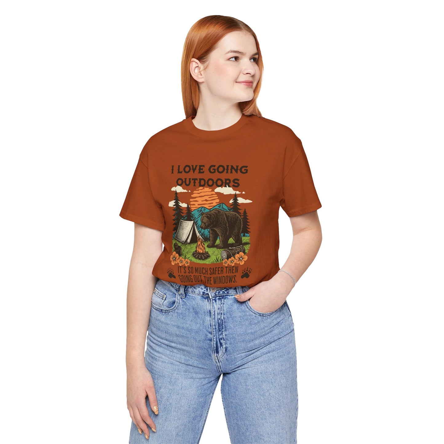 Outdoor Adventure Tee, I Love Going Outdoors Shirt, Camping T-Shirt, Nature Lover Gift, Unisex Outdoor Apparel, Bear Graphic Tee