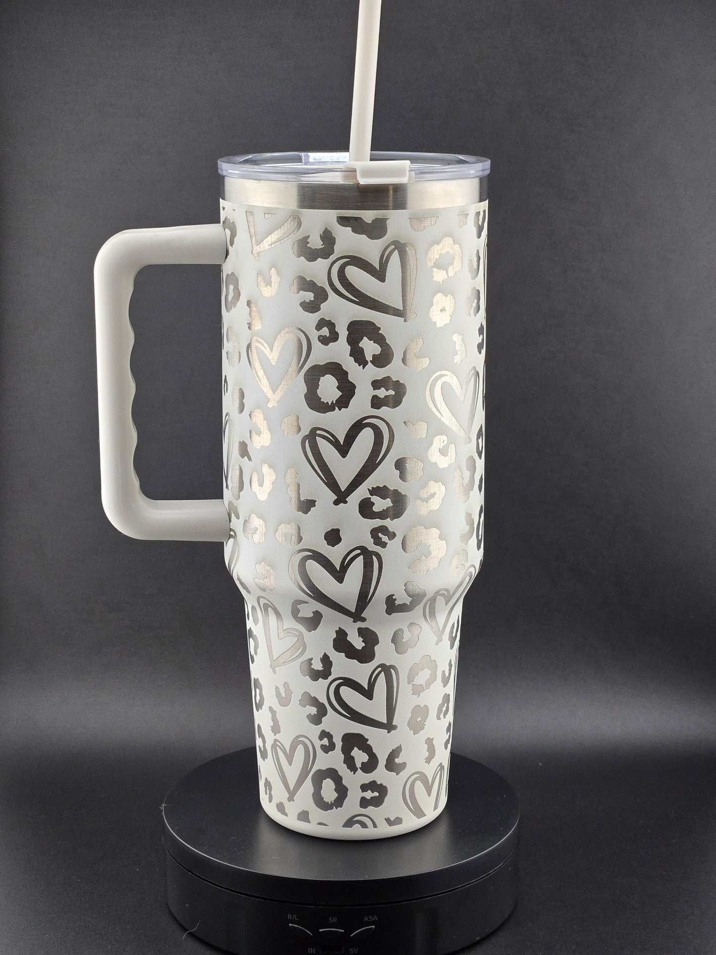 40oz Engraved Cheetah Heart Tumbler