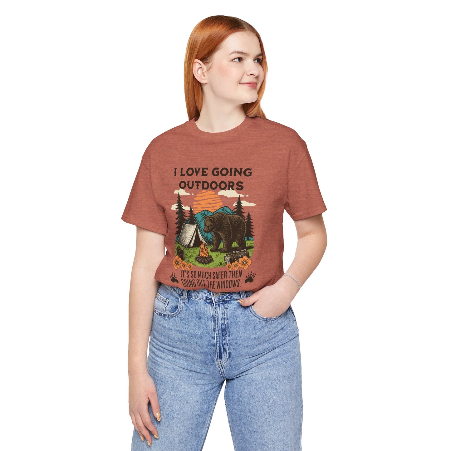 Outdoor Adventure Tee, I Love Going Outdoors Shirt, Camping T-Shirt, Nature Lover Gift, Unisex Outdoor Apparel, Bear Graphic Tee