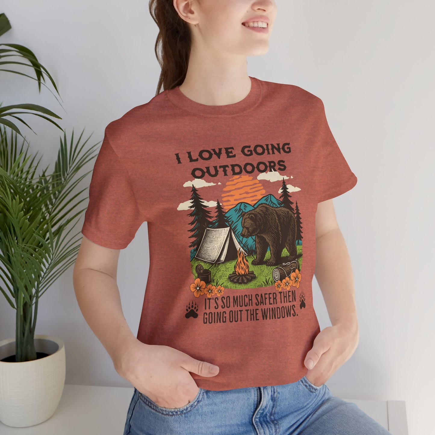 Outdoor Adventure Tee, I Love Going Outdoors Shirt, Camping T-Shirt, Nature Lover Gift, Unisex Outdoor Apparel, Bear Graphic Tee