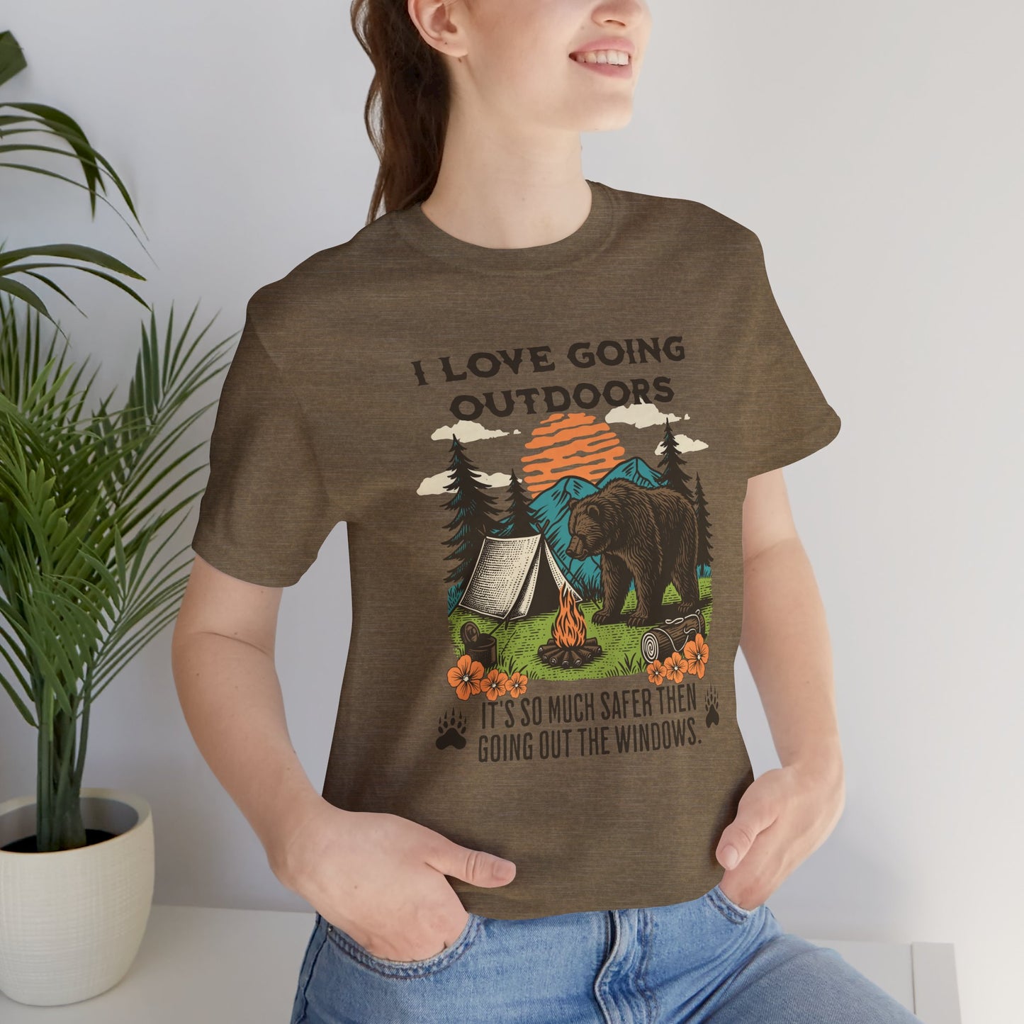 Outdoor Adventure Tee, I Love Going Outdoors Shirt, Camping T-Shirt, Nature Lover Gift, Unisex Outdoor Apparel, Bear Graphic Tee
