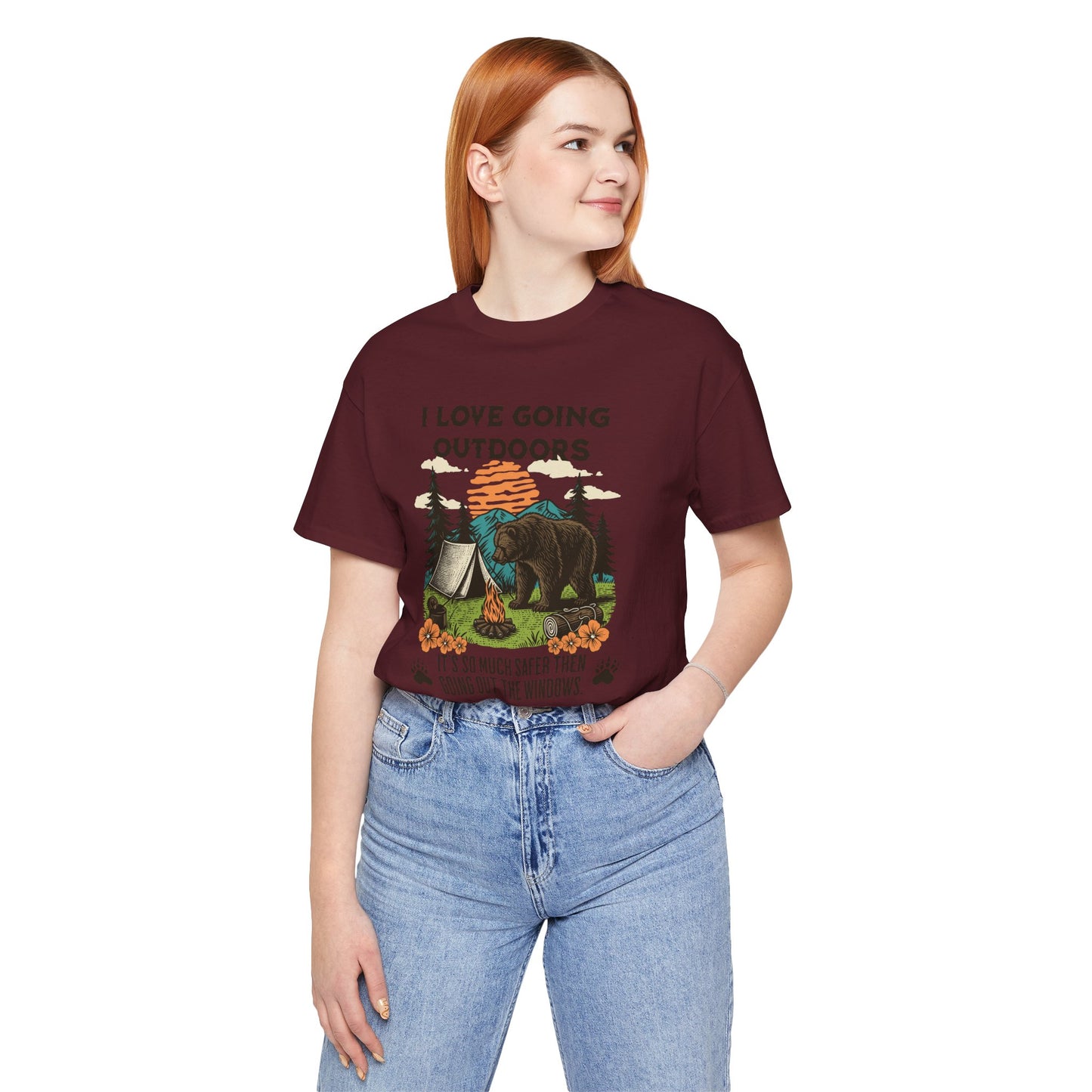 Outdoor Adventure Tee, I Love Going Outdoors Shirt, Camping T-Shirt, Nature Lover Gift, Unisex Outdoor Apparel, Bear Graphic Tee