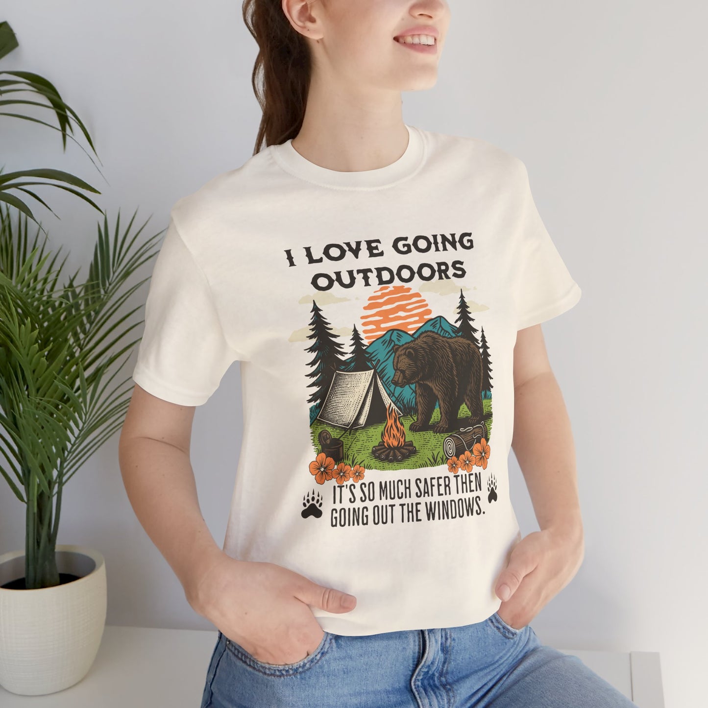 Outdoor Adventure Tee, I Love Going Outdoors Shirt, Camping T-Shirt, Nature Lover Gift, Unisex Outdoor Apparel, Bear Graphic Tee