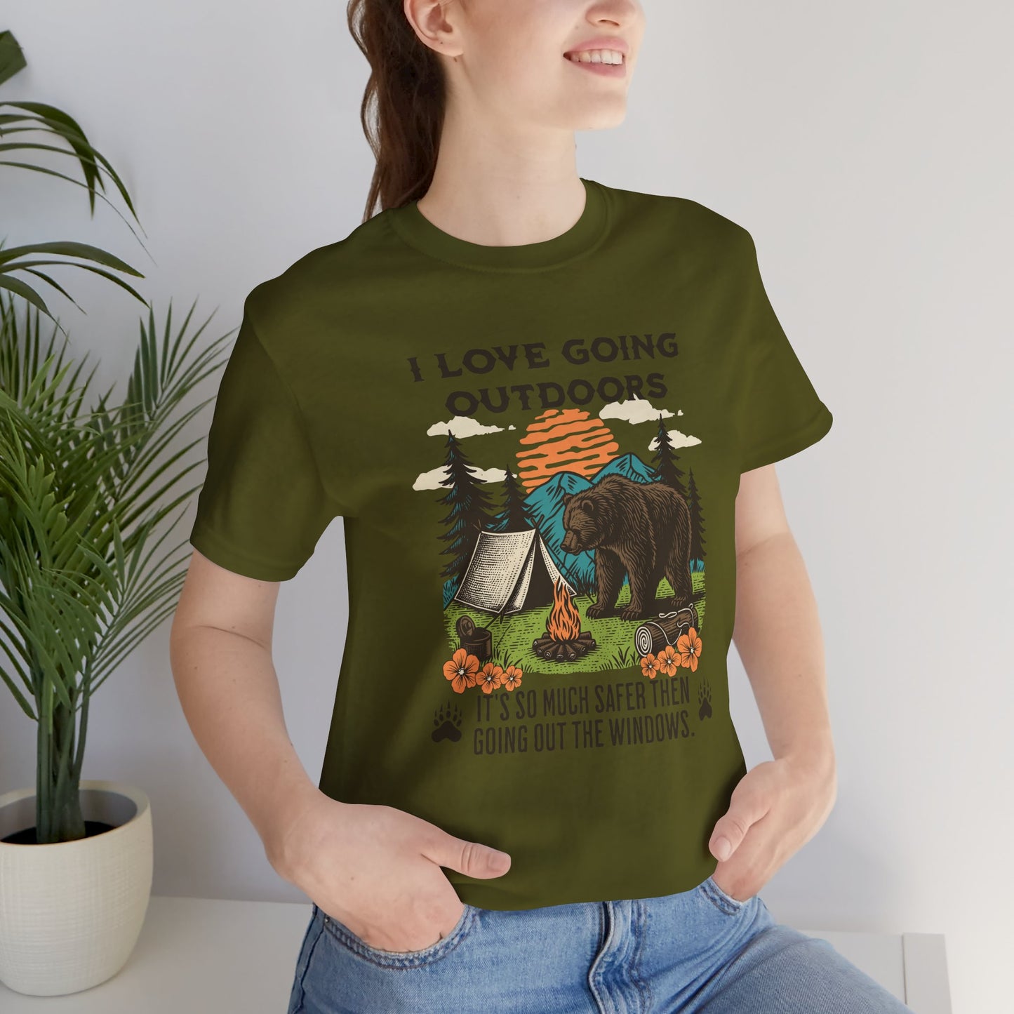 Outdoor Adventure Tee, I Love Going Outdoors Shirt, Camping T-Shirt, Nature Lover Gift, Unisex Outdoor Apparel, Bear Graphic Tee