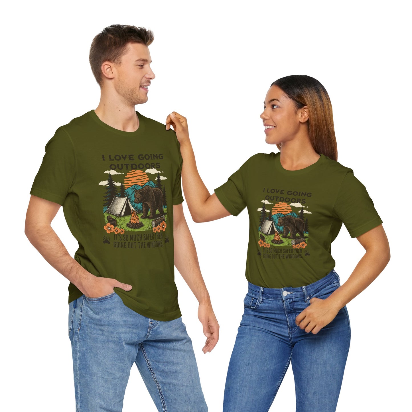 Outdoor Adventure Tee, I Love Going Outdoors Shirt, Camping T-Shirt, Nature Lover Gift, Unisex Outdoor Apparel, Bear Graphic Tee
