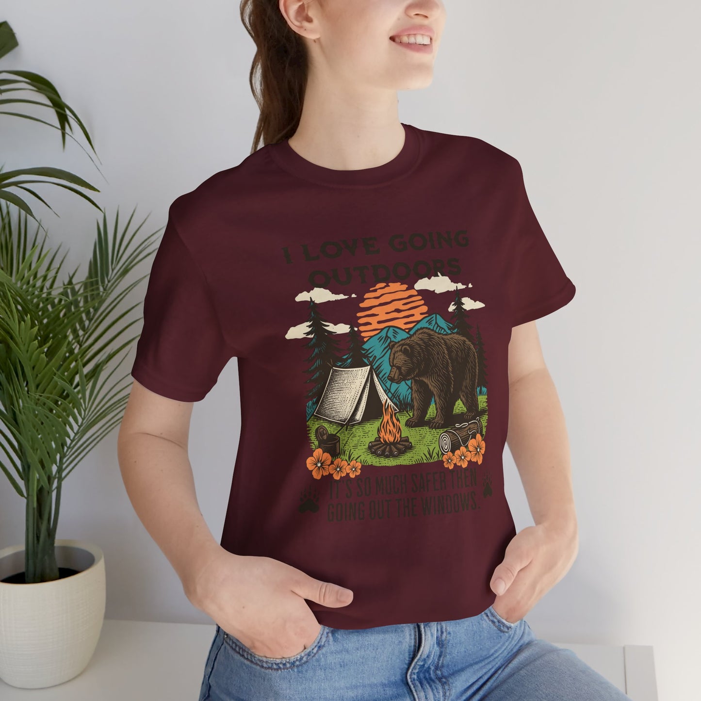 Outdoor Adventure Tee, I Love Going Outdoors Shirt, Camping T-Shirt, Nature Lover Gift, Unisex Outdoor Apparel, Bear Graphic Tee