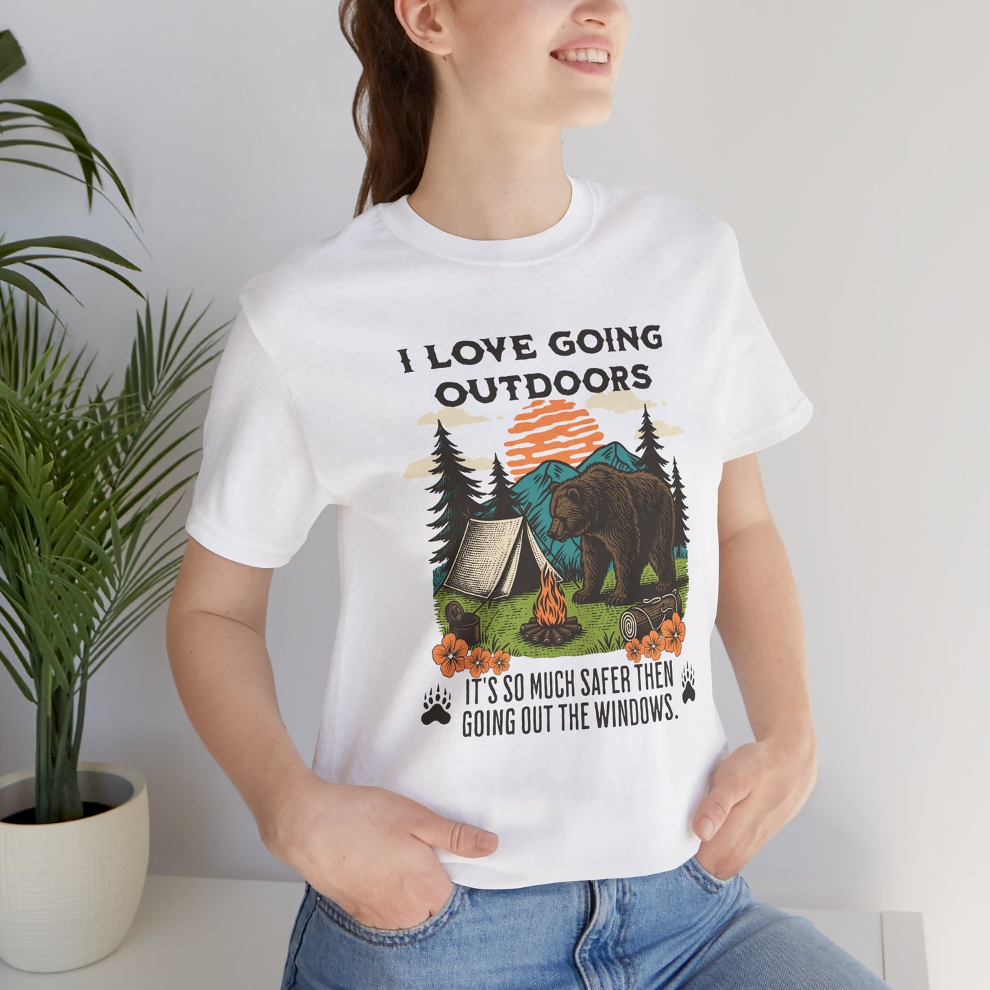 Outdoor Adventure Tee, I Love Going Outdoors Shirt, Camping T-Shirt, Nature Lover Gift, Unisex Outdoor Apparel, Bear Graphic Tee