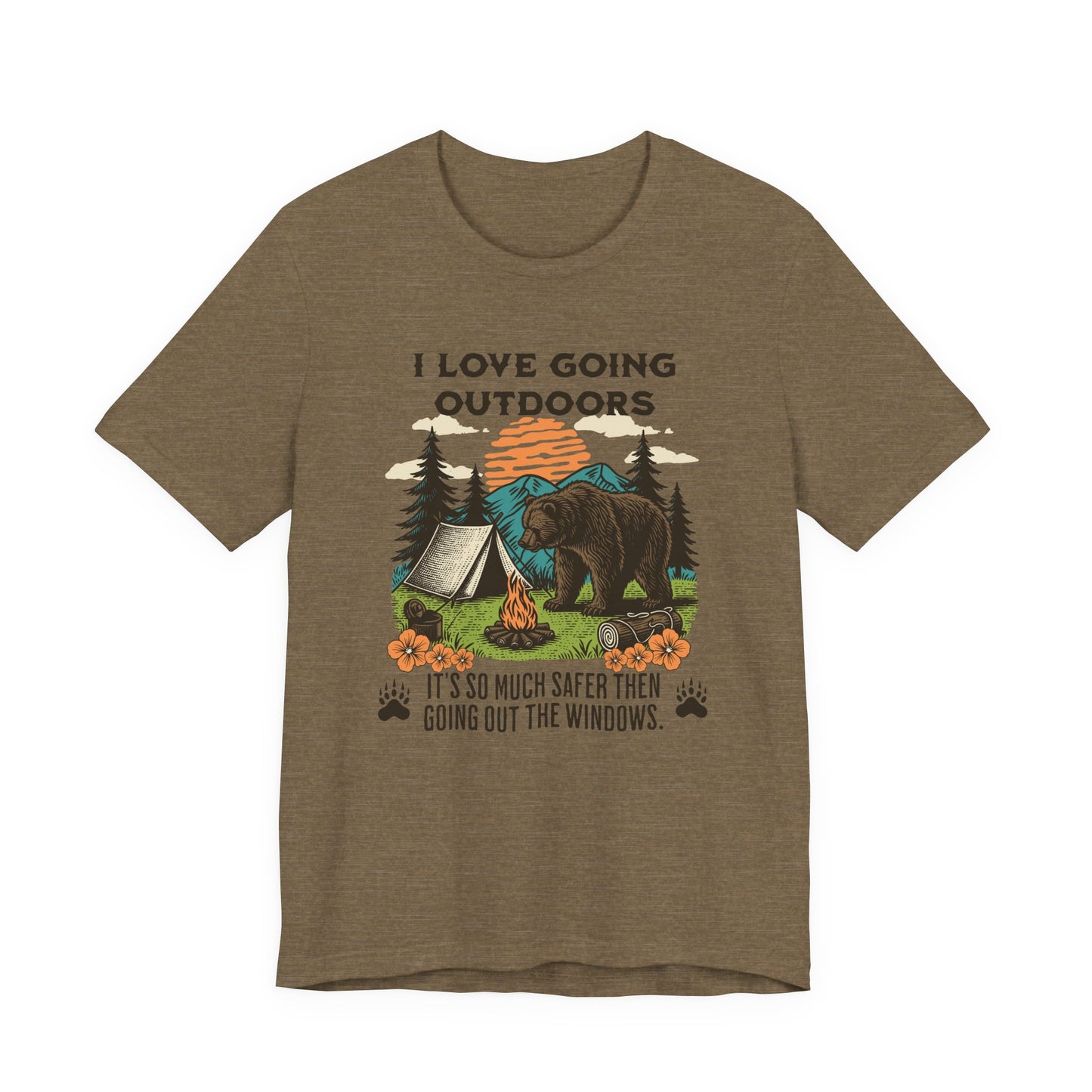 Outdoor Adventure Tee, I Love Going Outdoors Shirt, Camping T-Shirt, Nature Lover Gift, Unisex Outdoor Apparel, Bear Graphic Tee
