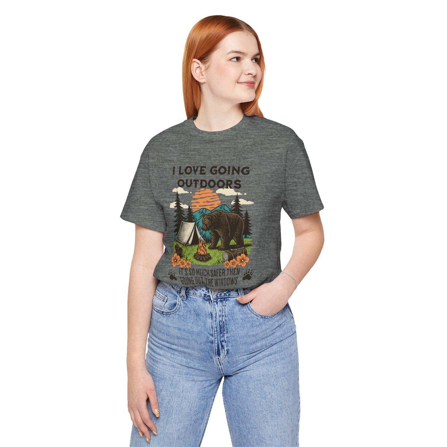 Outdoor Adventure Tee, I Love Going Outdoors Shirt, Camping T-Shirt, Nature Lover Gift, Unisex Outdoor Apparel, Bear Graphic Tee