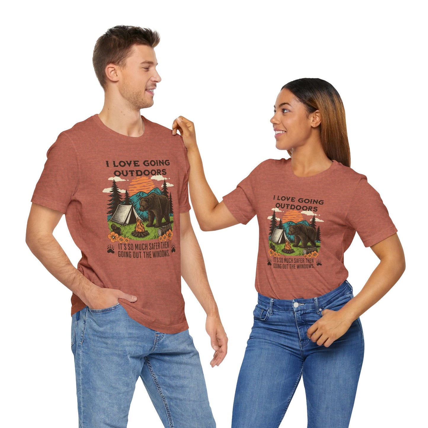 Outdoor Adventure Tee, I Love Going Outdoors Shirt, Camping T-Shirt, Nature Lover Gift, Unisex Outdoor Apparel, Bear Graphic Tee