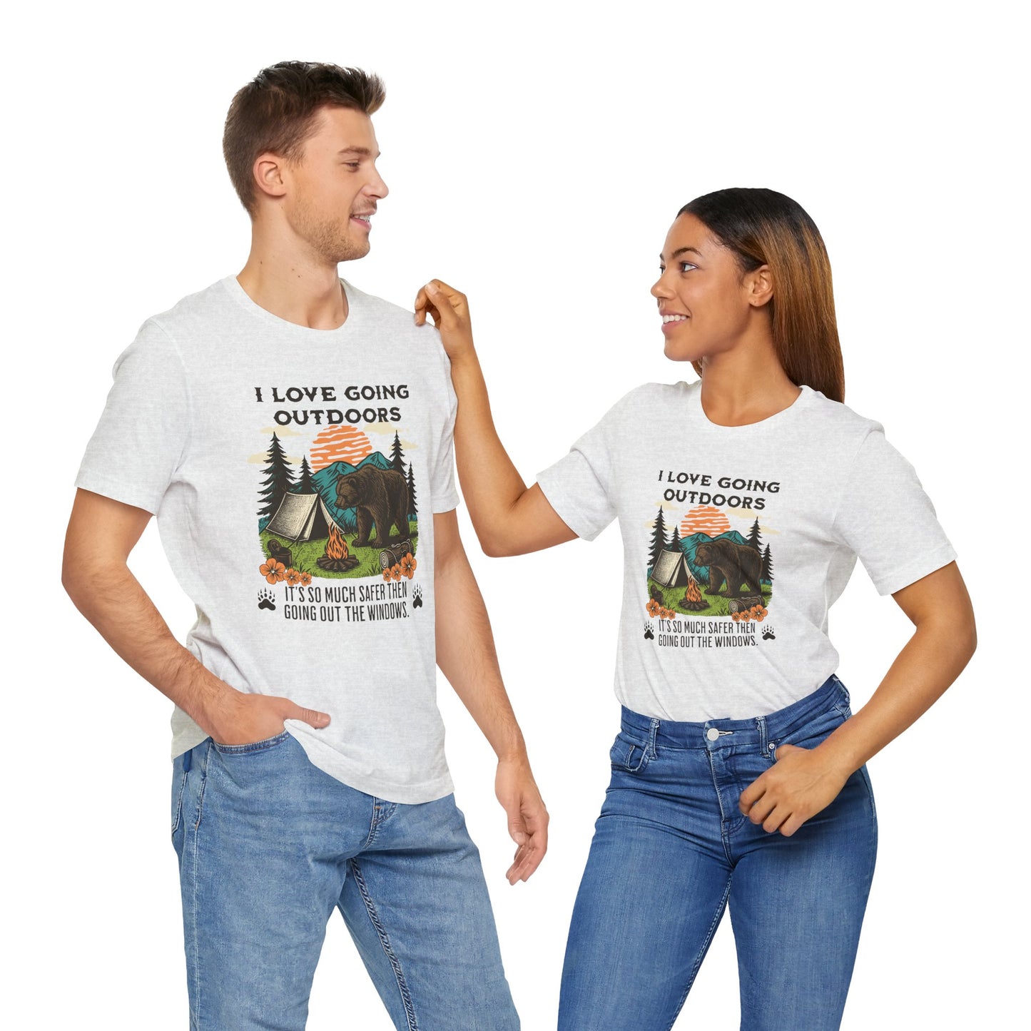 Outdoor Adventure Tee, I Love Going Outdoors Shirt, Camping T-Shirt, Nature Lover Gift, Unisex Outdoor Apparel, Bear Graphic Tee