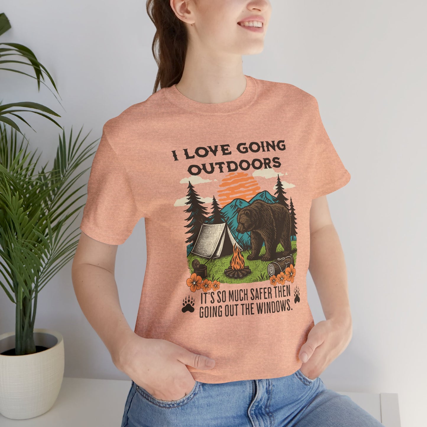 Outdoor Adventure Tee, I Love Going Outdoors Shirt, Camping T-Shirt, Nature Lover Gift, Unisex Outdoor Apparel, Bear Graphic Tee