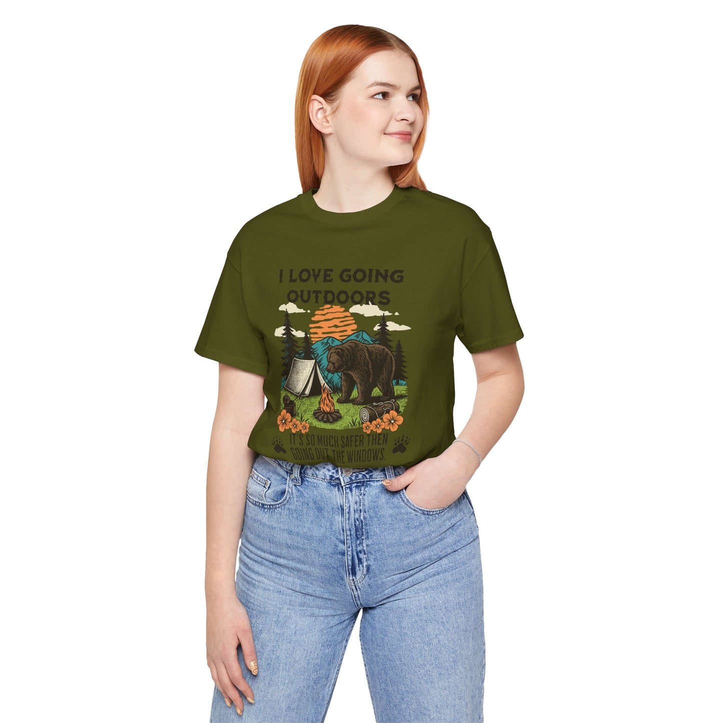 Outdoor Adventure Tee, I Love Going Outdoors Shirt, Camping T-Shirt, Nature Lover Gift, Unisex Outdoor Apparel, Bear Graphic Tee
