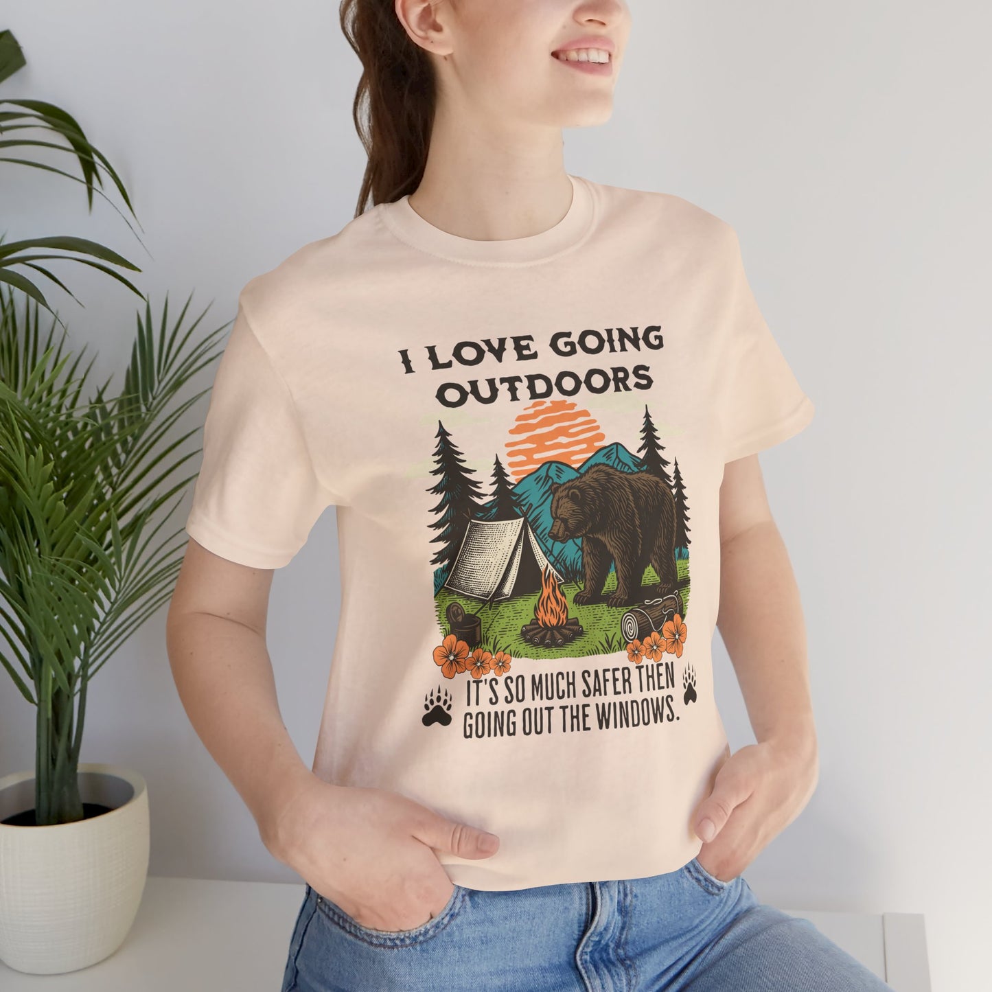 Outdoor Adventure Tee, I Love Going Outdoors Shirt, Camping T-Shirt, Nature Lover Gift, Unisex Outdoor Apparel, Bear Graphic Tee