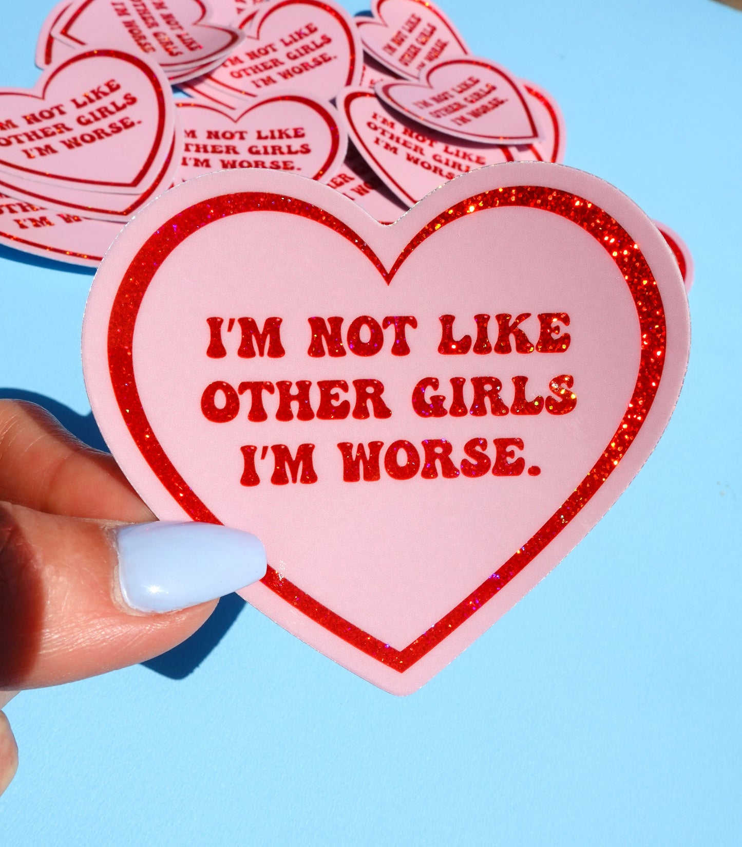I’m Not Like Other Girls Sticker – Funny Glitter Heart Vinyl Decal,
