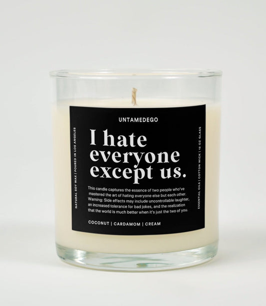 I Hate Everyone Except Us Glass Candle