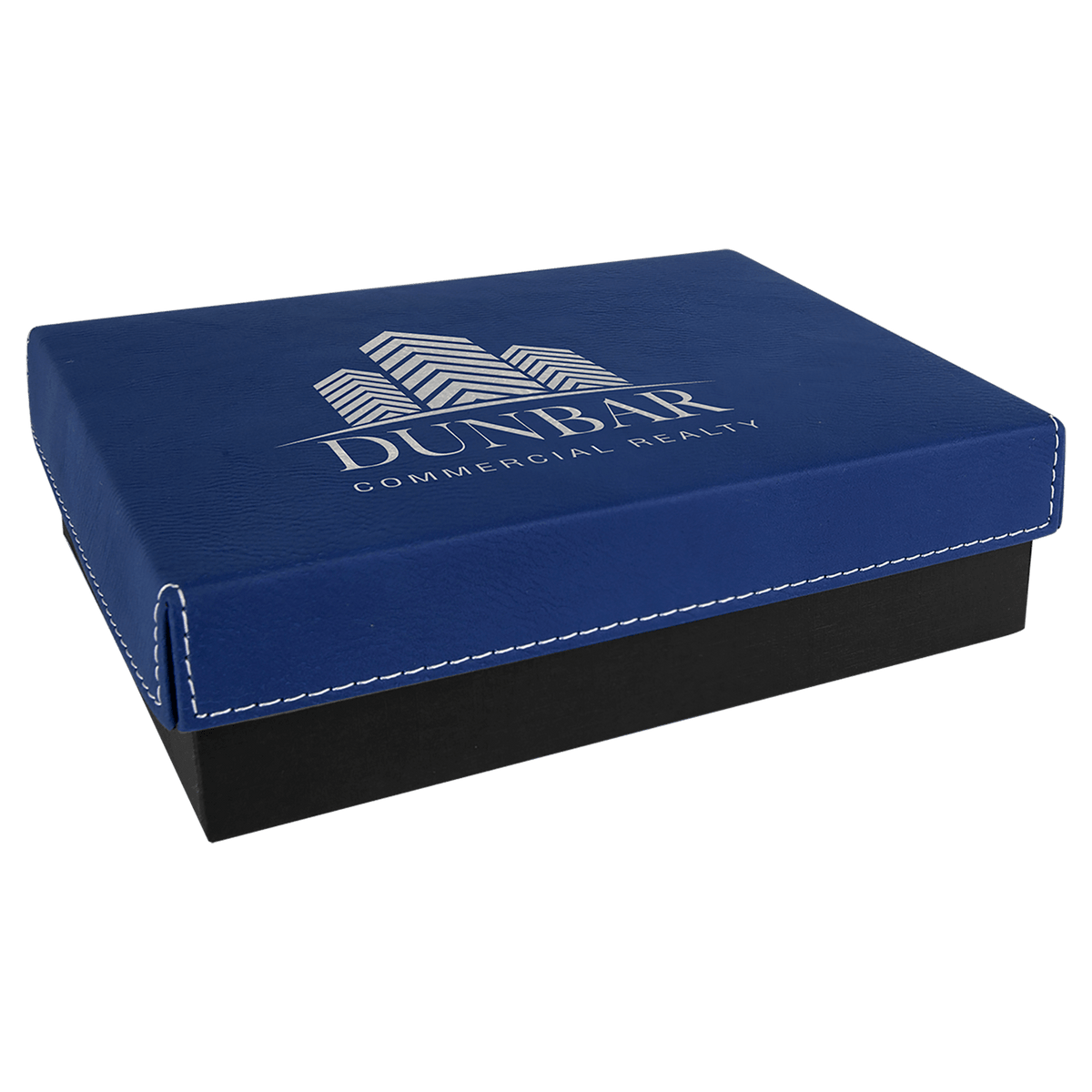 7 3/8" x 5 3/4" Blue/Silver Gift Box with Laserable Leatherette Lid