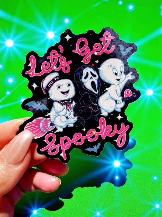 Let’s Get Spooky Sticker – Funny Halloween Glitter Vinyl Sticker