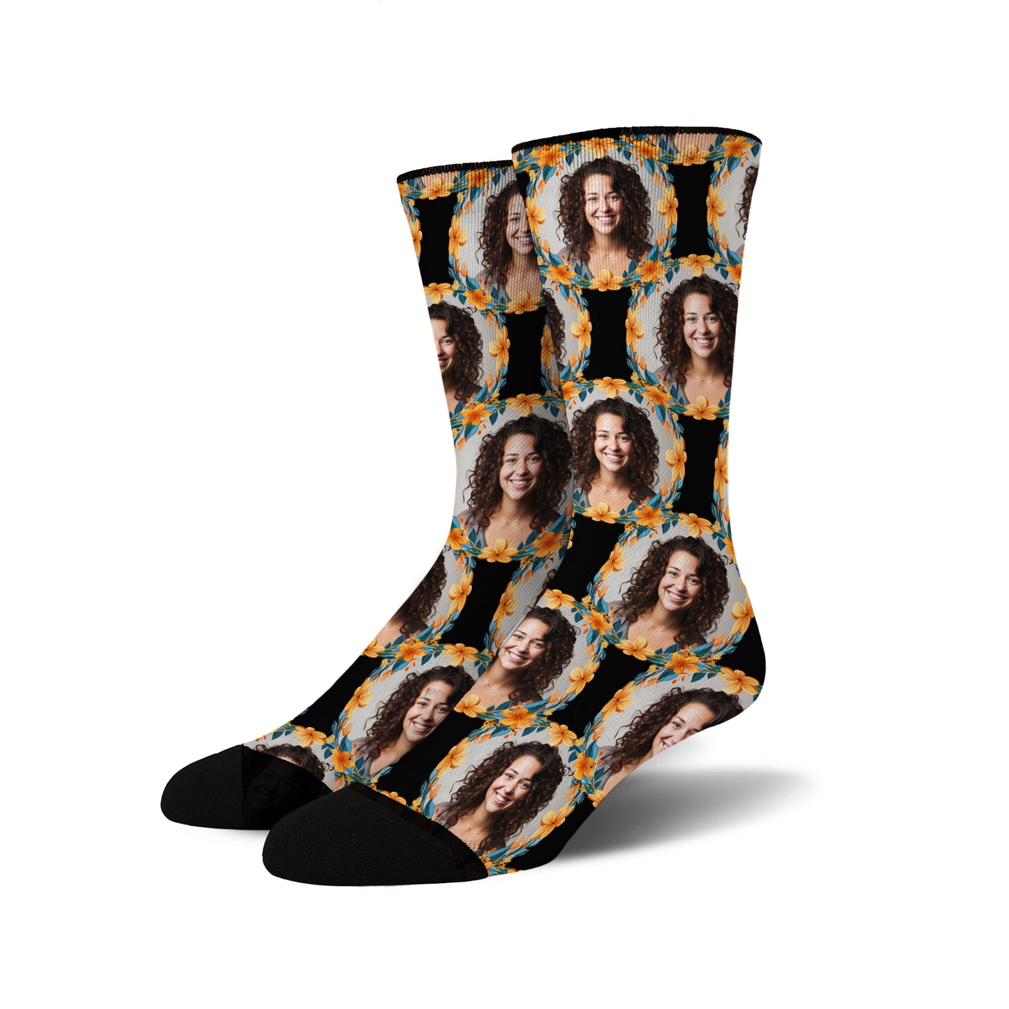 Custom Personalized Photo Flower Socks