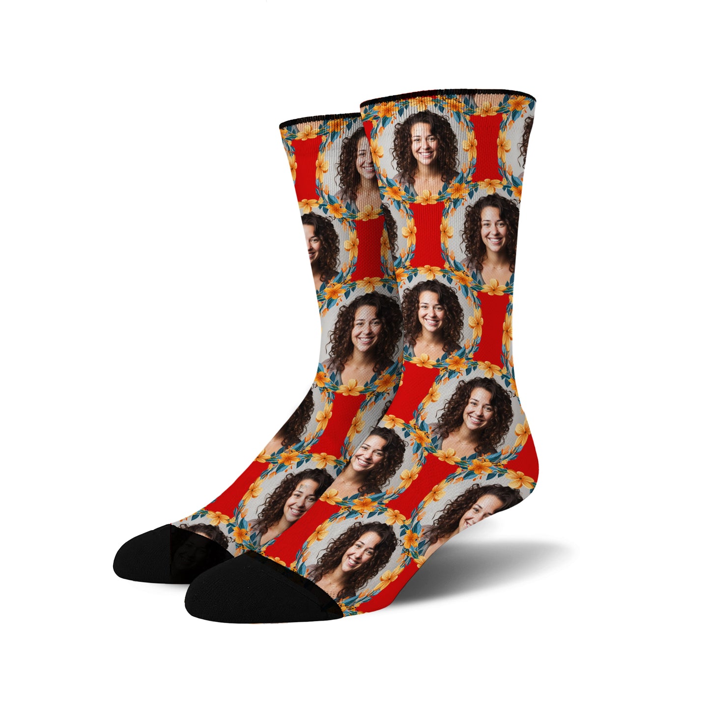 Custom Personalized Photo Flower Socks
