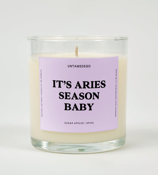 It's Aries Season Baby Glass Candle