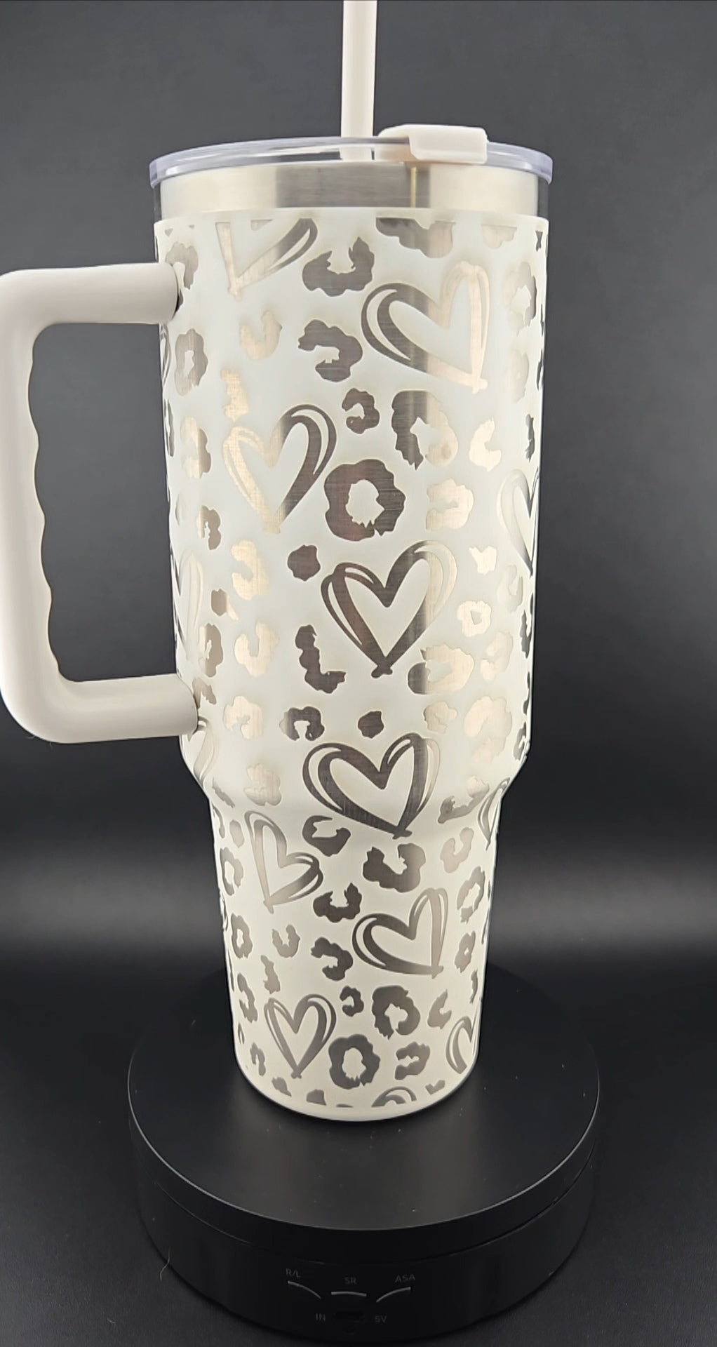 40oz Engraved Cheetah Heart Tumbler