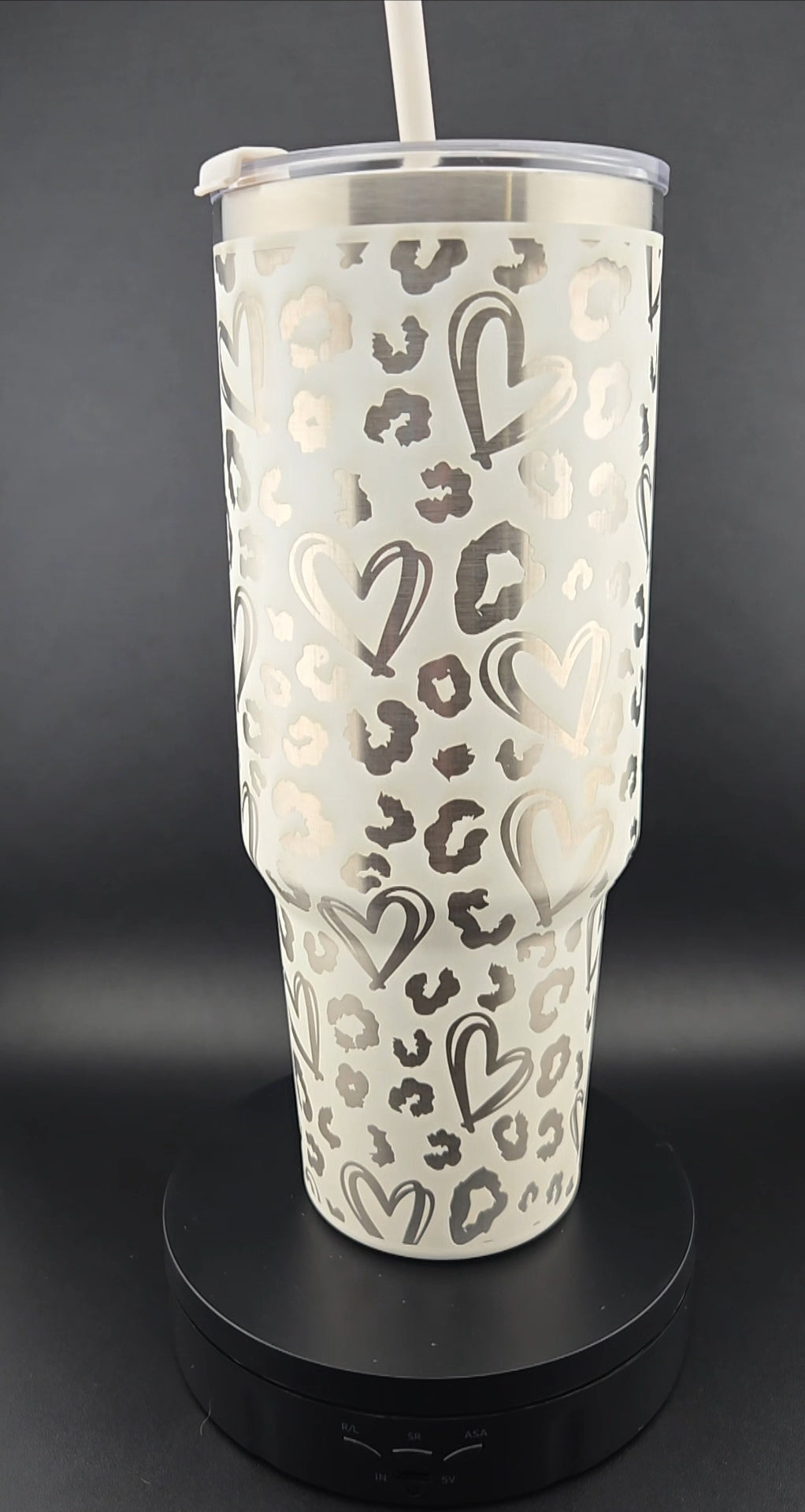 40oz Engraved Cheetah Heart Tumbler