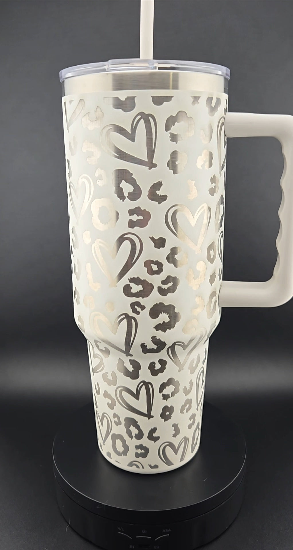 40oz Engraved Cheetah Heart Tumbler