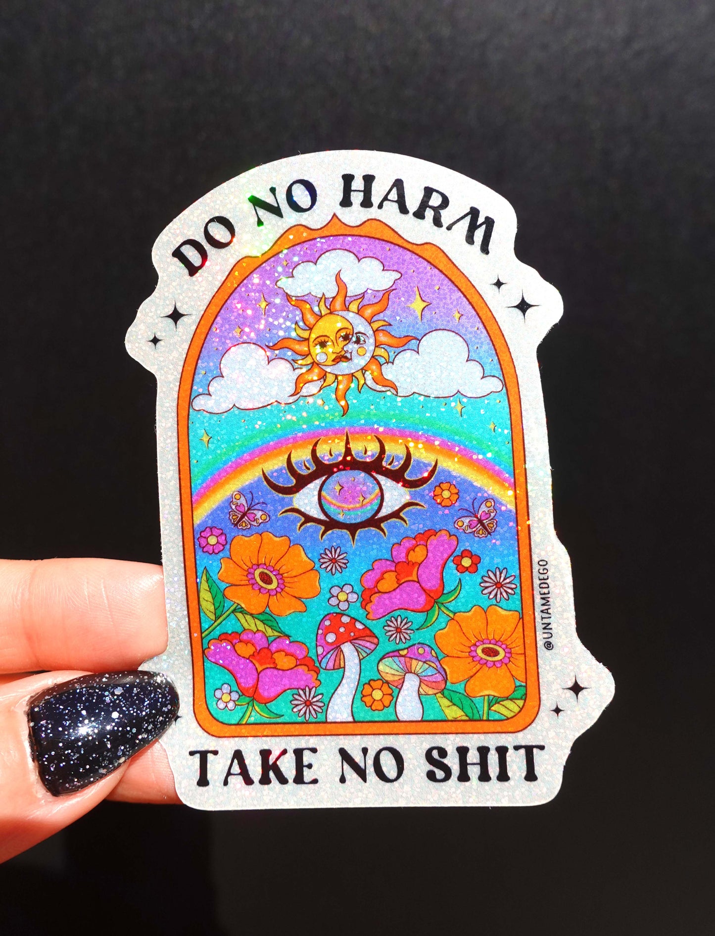 Do No Harm Take No Shit Vinyl Glitter Vinyl Sticker
