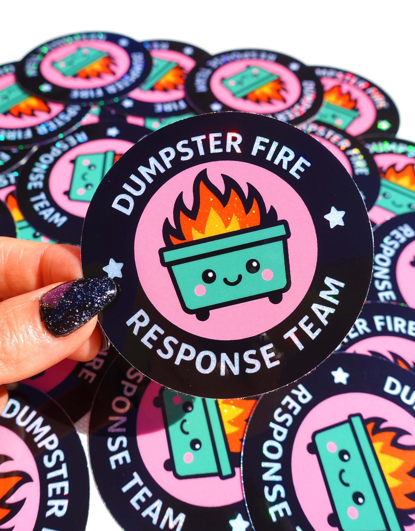 Dumpster Fire Response Team– Glitter Holographic Sticker