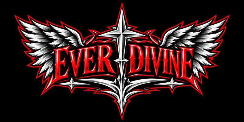 Ever-Divine red and silver winged apparel logo
