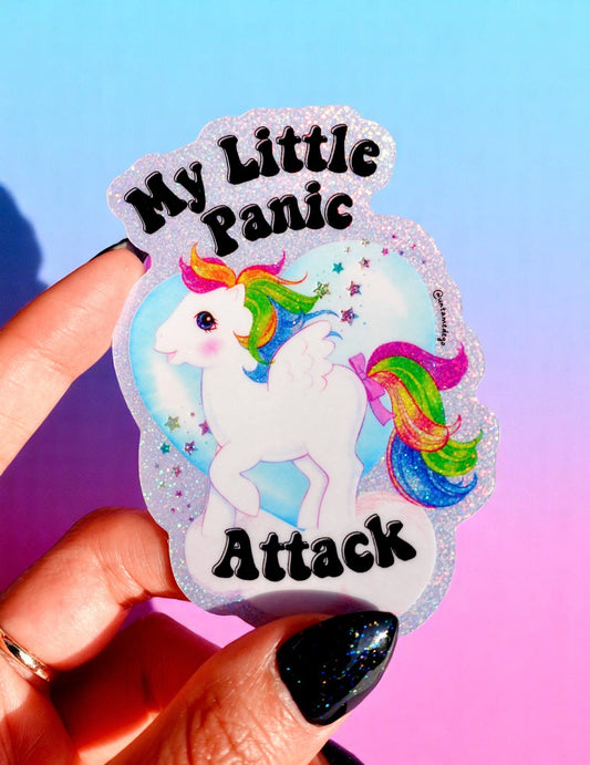 Funny Vinyl Sticker – My Little Panic Attack – Holographic Unicorn Waterproof Decal Sticker