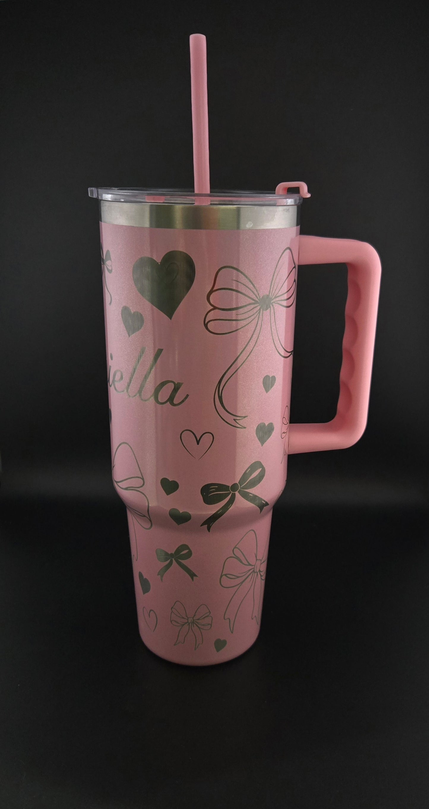 Coquette Hearts and Bows Engraved Tumbler