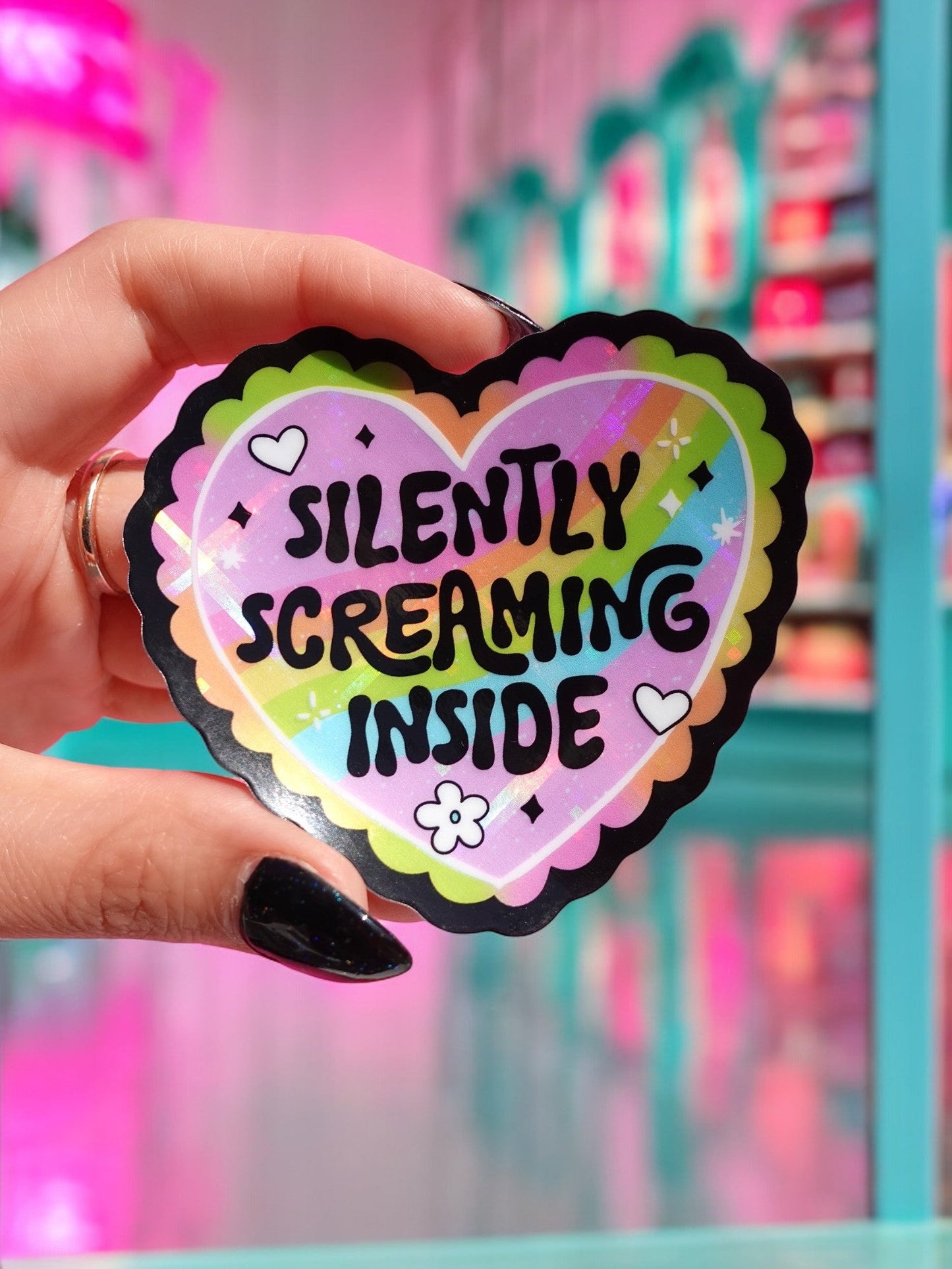 Silently Screaming Inside Holographic Sticker