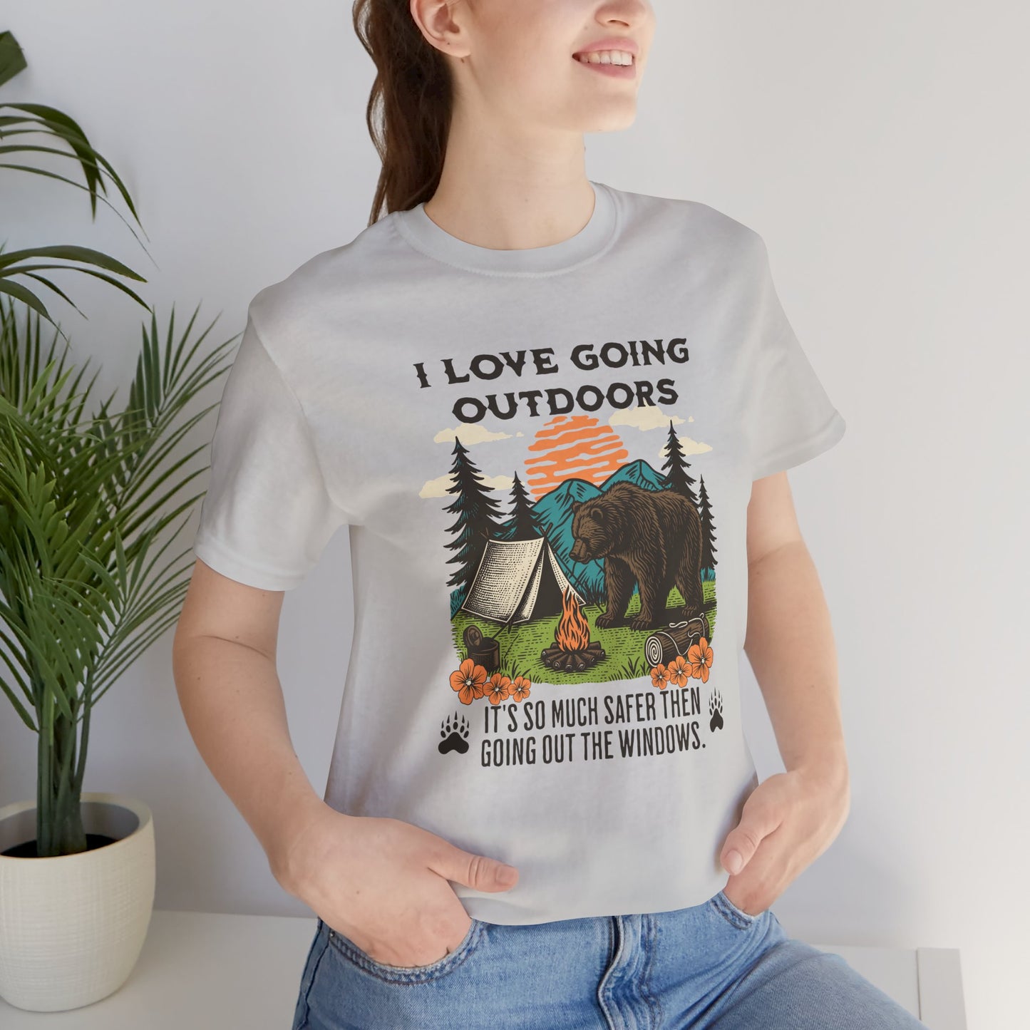 Outdoor Adventure Tee, I Love Going Outdoors Shirt, Camping T-Shirt, Nature Lover Gift, Unisex Outdoor Apparel, Bear Graphic Tee