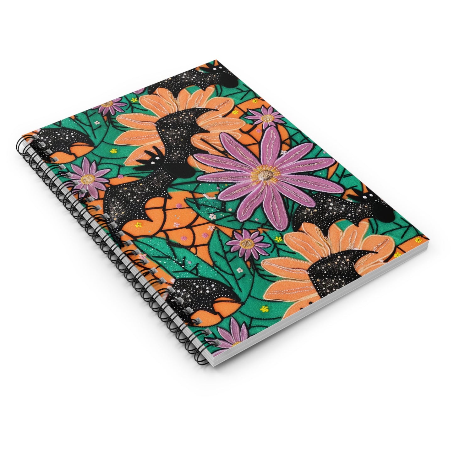 Blooms & Bats Spiral Notebook - Ruled Line