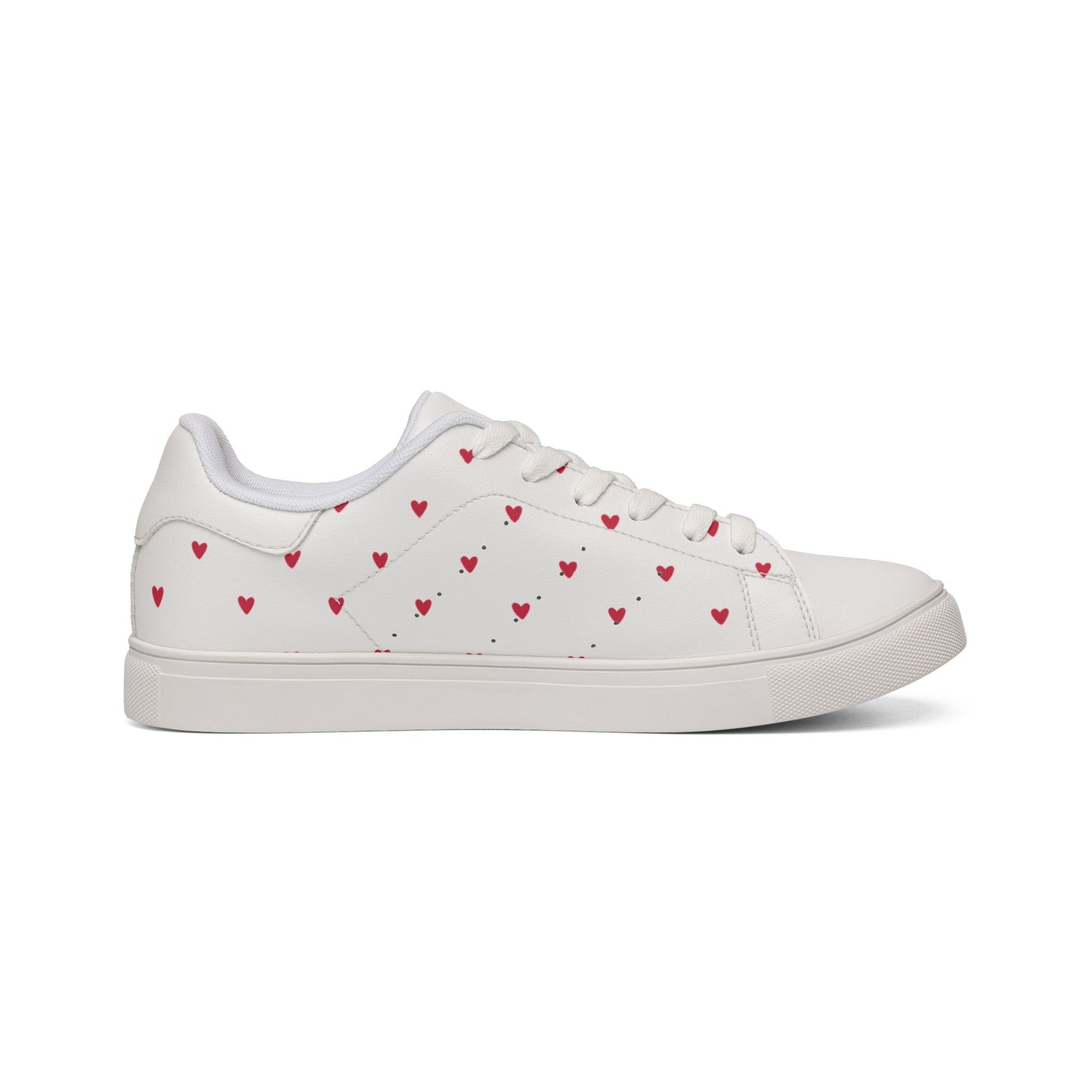 Lovely Heart - White Women's Low-Top Leather Sneakers