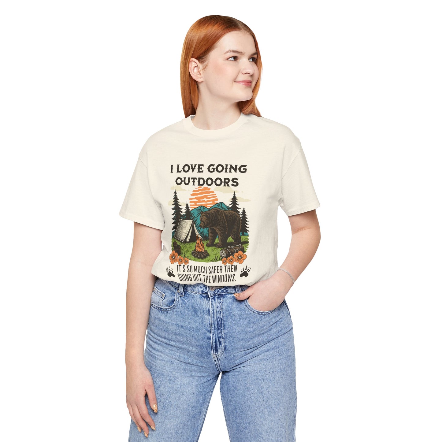 Outdoor Adventure Tee, I Love Going Outdoors Shirt, Camping T-Shirt, Nature Lover Gift, Unisex Outdoor Apparel, Bear Graphic Tee
