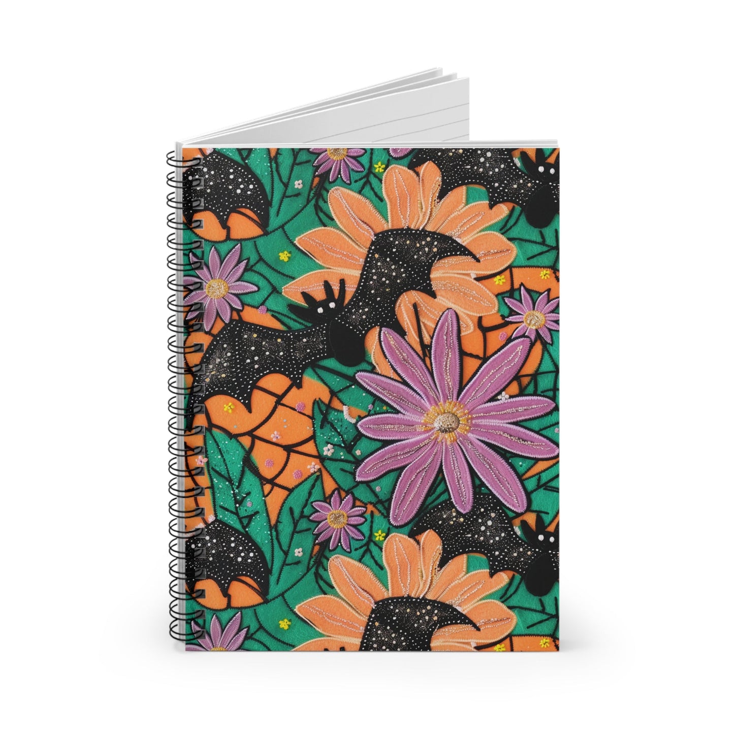 Blooms & Bats Spiral Notebook - Ruled Line